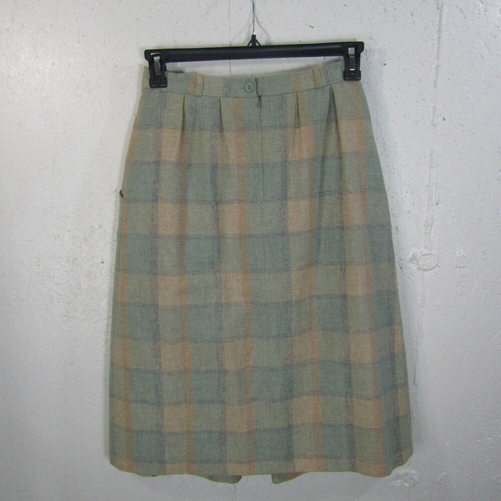 Vintage Compliments Edinburgh Woollen Mill Plaid Pleated Wool Skirt Size 14 28"W - Picture 5 of 9